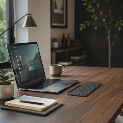 Modern Laptop Workspace by Window Light