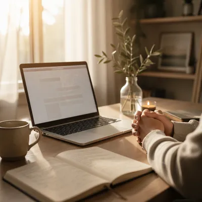 Modern Laptop Workspace in Morning Light
