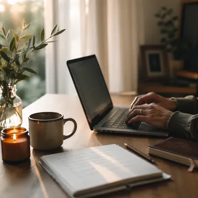 Modern Dawn Workspace With Quiet Faith