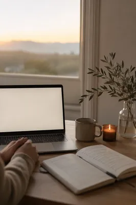 Quiet Dawn Laptop Workspace