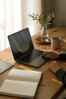 Peaceful Modern Laptop Workspace for Quiet Devotion