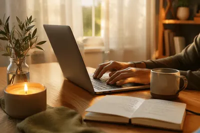 Modern Dawn Workspace with Quiet Faith
