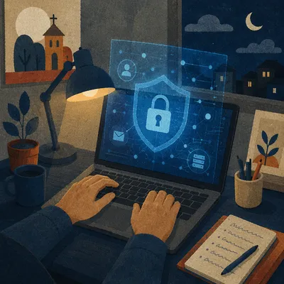 Cybersecurity Shield Over Nonprofit Workstation