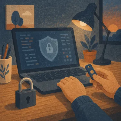 Cybersecurity Shield and Padlock Workspace