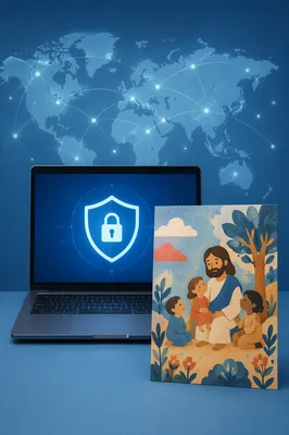 Digital Shield Lock Cybersecurity Laptop