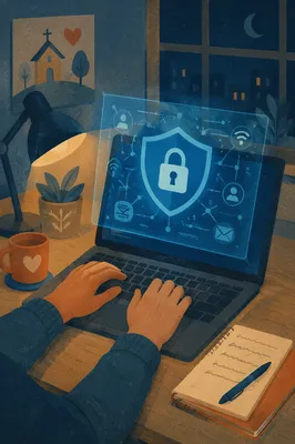 Cybersecurity Shield Over Nonprofit Workstation