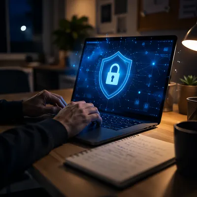 Cybersecurity Shield Over Nonprofit Workstation