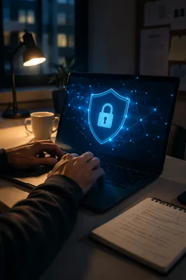 Cybersecurity Shield Over Nonprofit Workstation