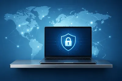 Digital Shield Lock on Secure Laptop