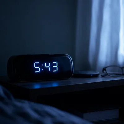 Blue Glowing Digital Clock at Dawn
