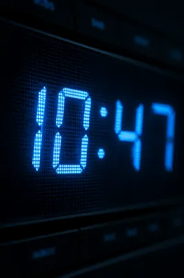 Glowing Blue Digital Clock Display Close-Up