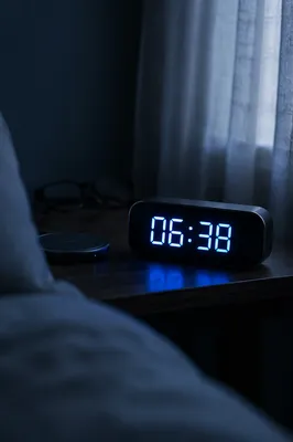 Blue Glowing Digital Clock at Dawn