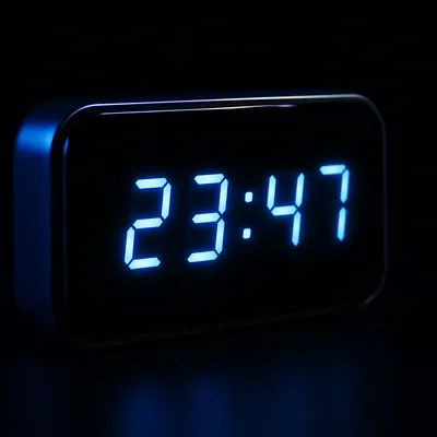 Glowing Blue Digital Clock Display
