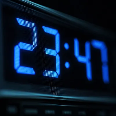 Glowing Blue Digital Clock Display Close-Up