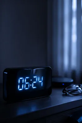 Blue Glowing Digital Clock at Dawn