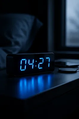 Blue Glowing Digital Clock at Dawn