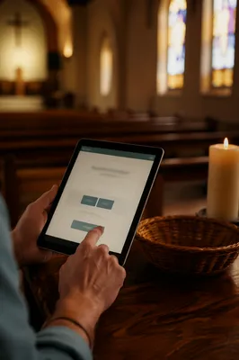 Digital Giving on Tablet in Church
