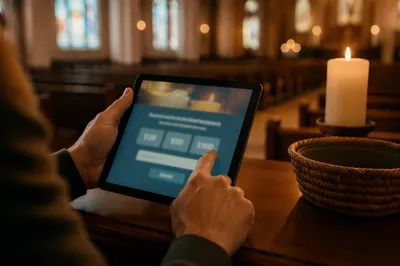 Digital Giving on Tablet in Church