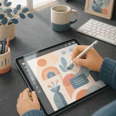 Digital Tablet Stylus Drawing in Creative Studio