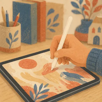 Hand Drawing on Tablet with Stylus