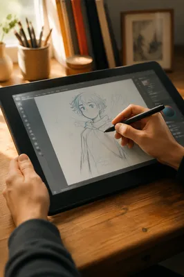 Creative Hands Drawing on Digital Tablet
