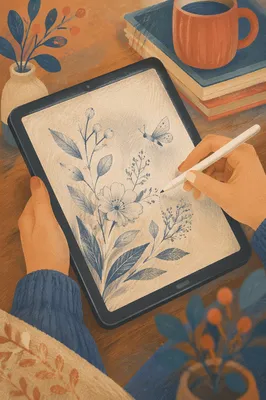 Creative Hands Drawing on Digital Tablet