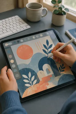 Stylus Drawing on Digital Tablet Desk