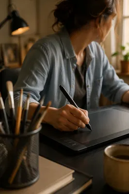 Creative Professional Drawing on Digital Tablet