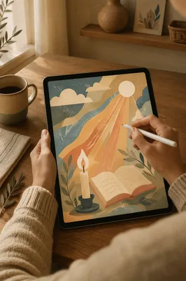 Faithful Digital Tablet Drawing in Morning Light