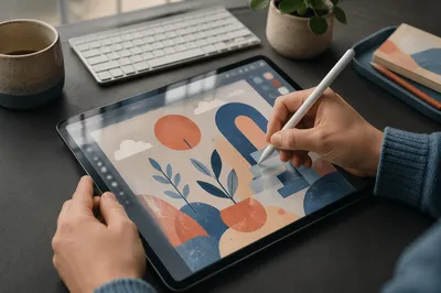 Creative Tablet Drawing in Morning Studio