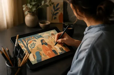 Creative Professional Drawing on Digital Tablet