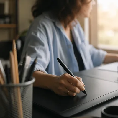 Creative Professional Drawing on Digital Tablet