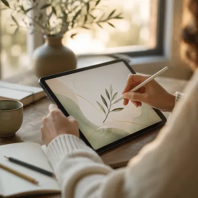 Faith Design on Digital Tablet at Dawn