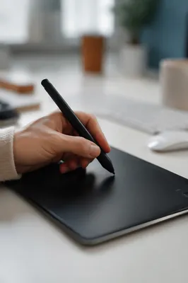 Hand Using Stylus on Digital Tablet