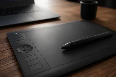 Creative Drawing Tablet with Stylus on Desk