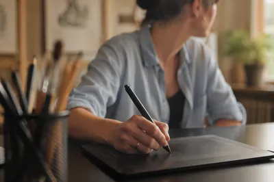 Creative Professional Drawing on Digital Tablet