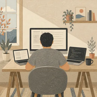 Calm Developer Workspace with Multiple Screens