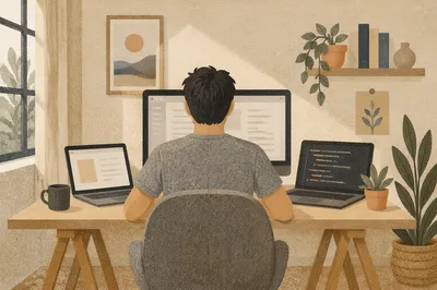 Calm Developer Workspace with Multiple Screens