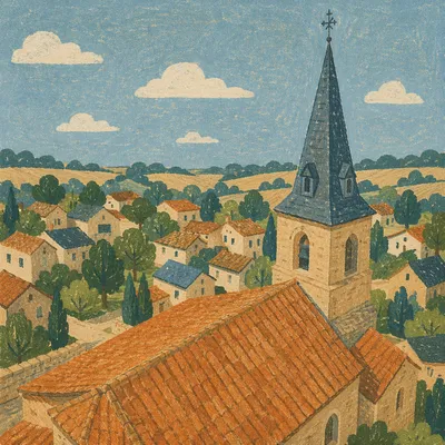 Aerial View of Historic Stone Church