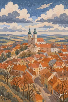 Aerial View of Historic Church Town
