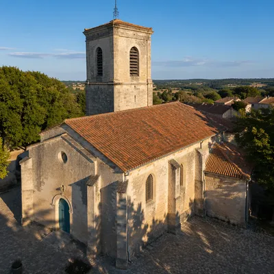 Historic Stone Church Aerial Drone View