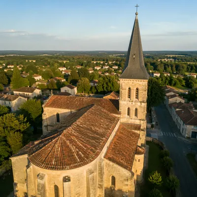 Drone View of Historic Stone Church