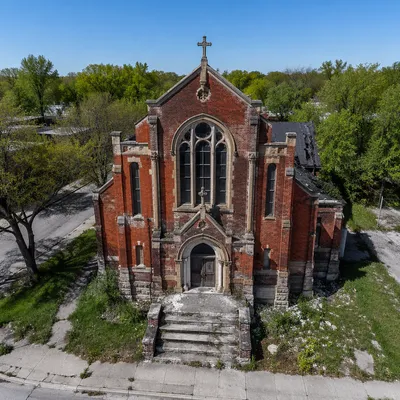 Drone View of Vacant Historic Church