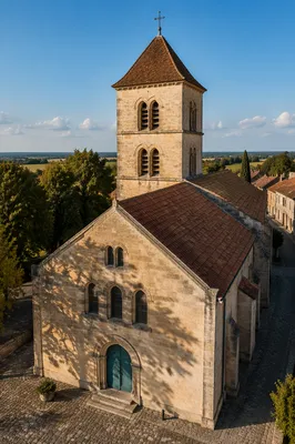 Drone Aerial View of Historic Stone Church