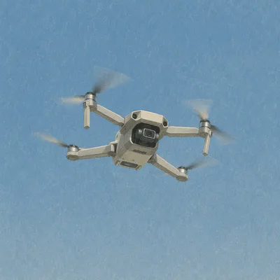 Minimal Drone Hovering in Clear Blue Sky