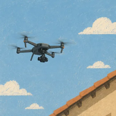 Professional Drone Camera in Clear Blue Sky