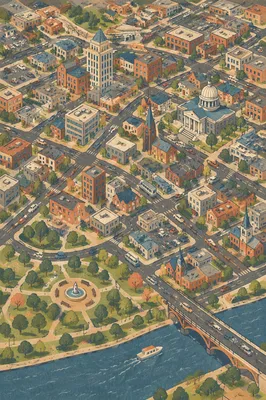 Aerial Drone View Over Modern City