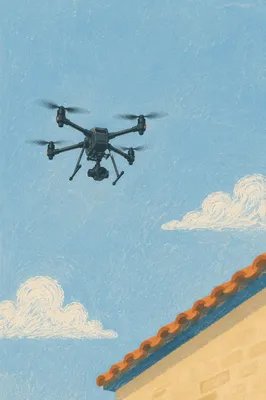 Professional Camera Drone in Clear Blue Sky