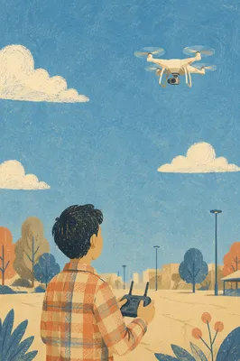 Drone Pilot Under Clear Blue Sky