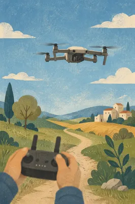 Camera Drone Hovering Over Countryside Fields